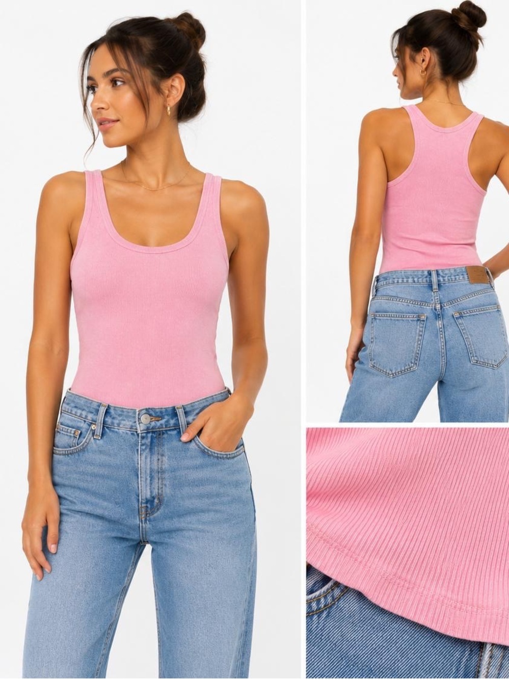 Universal Thread Light Pink Ribbed Scoop Neck Tank
